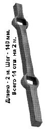 Квадрат кованый (цена за 1 п. метр) - 4400-14 (кв.14,отв.14 мм,шаг 140)